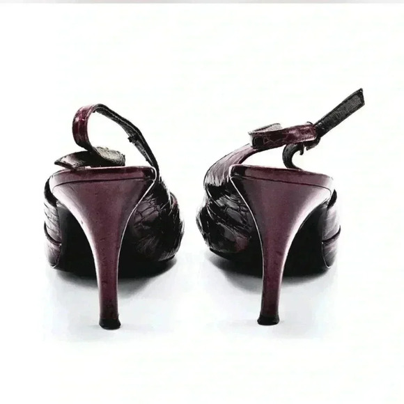 Vintage Liz Claiborne Garnet Crocodile Leather Slingback Pumps, 7.5 - Picture 5 of 8